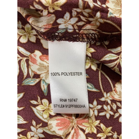 Counterparts Women’s Large Brown Floral Peplum Long Sleeve Blouse - Picture 7 of 7